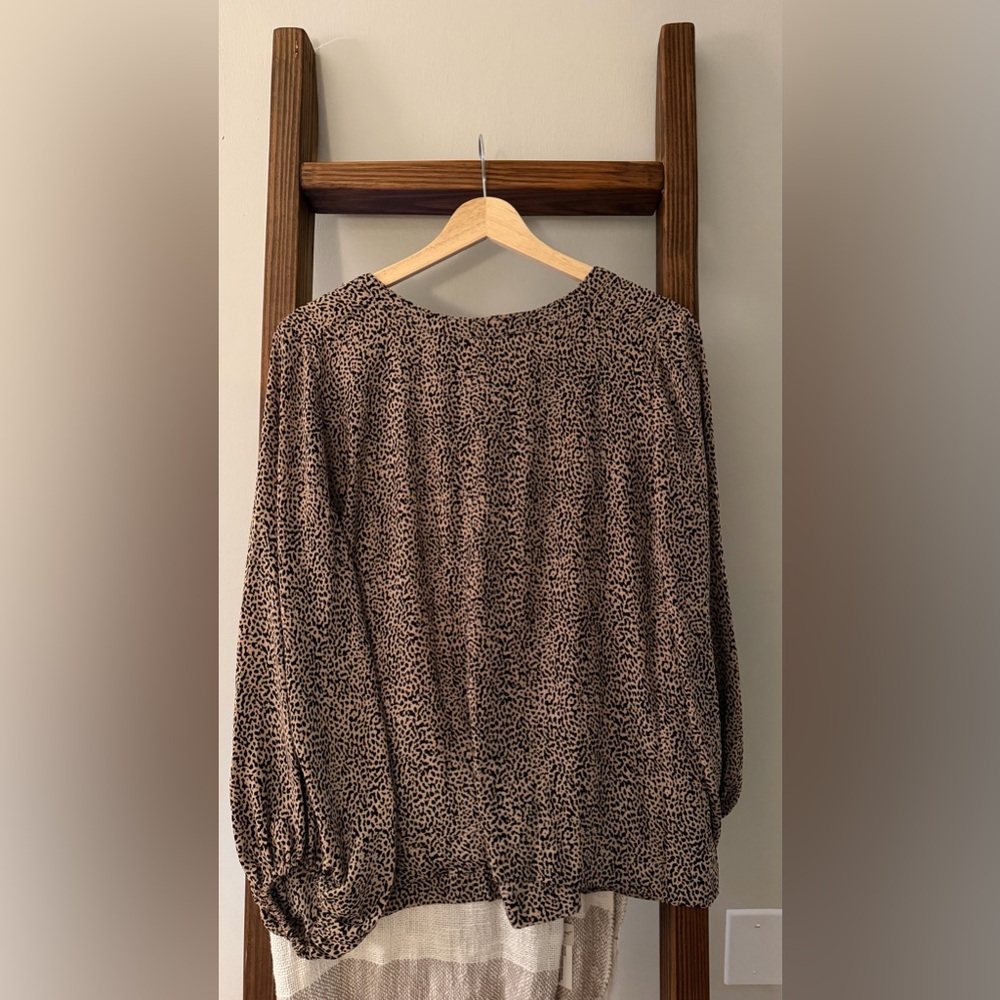 Leopard Cheetah Print Long Sleeve Blouse